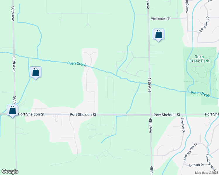 map of restaurants, bars, coffee shops, grocery stores, and more near 6541 Moss Lake Drive in Hudsonville