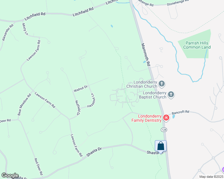 map of restaurants, bars, coffee shops, grocery stores, and more near 160 Fieldstone Drive in Londonderry
