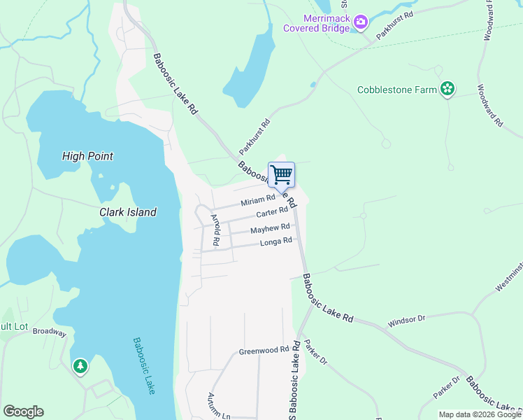map of restaurants, bars, coffee shops, grocery stores, and more near 9 Carter Road in Merrimack