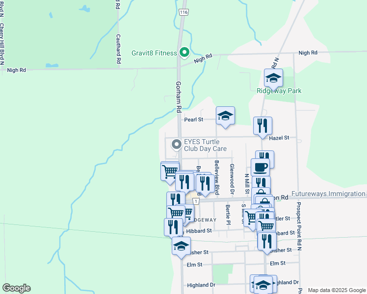 map of restaurants, bars, coffee shops, grocery stores, and more near 508 Gorham Road in Fort Erie