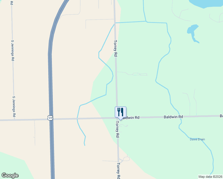 map of restaurants, bars, coffee shops, grocery stores, and more near 9444 Torrey Road in Grand Blanc