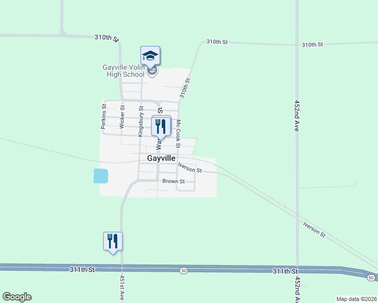 map of restaurants, bars, coffee shops, grocery stores, and more near 204 Merchant Street in Gayville