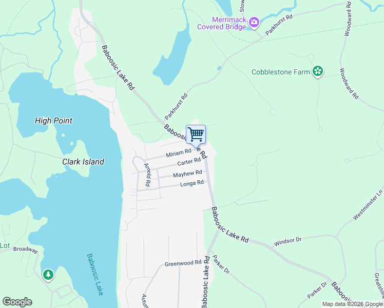 map of restaurants, bars, coffee shops, grocery stores, and more near 9 Carter Road in Merrimack