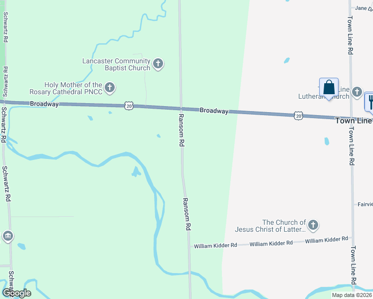 map of restaurants, bars, coffee shops, grocery stores, and more near 433-499 Ransom Road in Lancaster