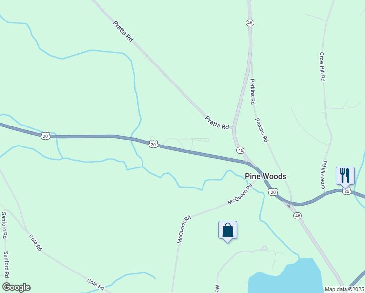 map of restaurants, bars, coffee shops, grocery stores, and more near White Pines Trailer Park in Bouckville