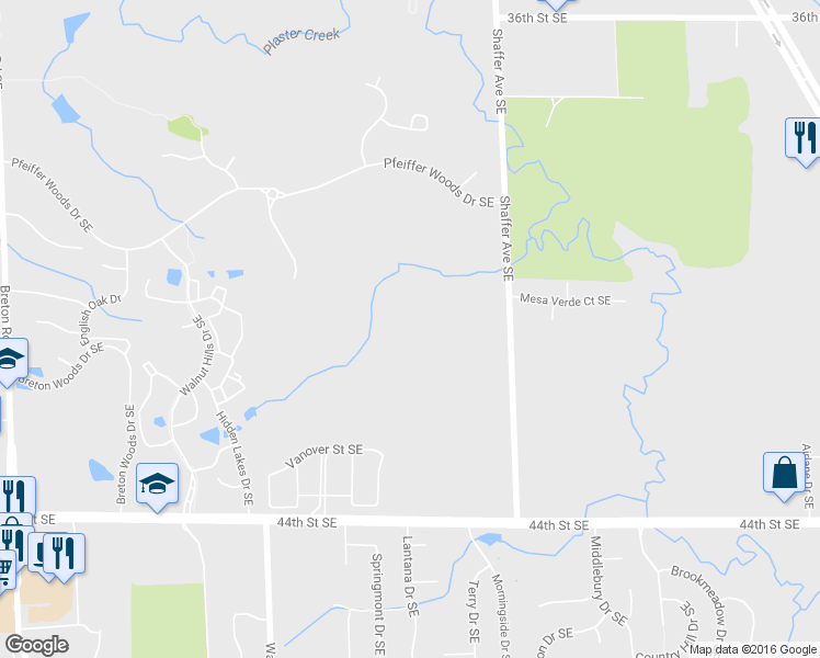 map of restaurants, bars, coffee shops, grocery stores, and more near 4101 Shaffer Avenue Southeast in Kentwood