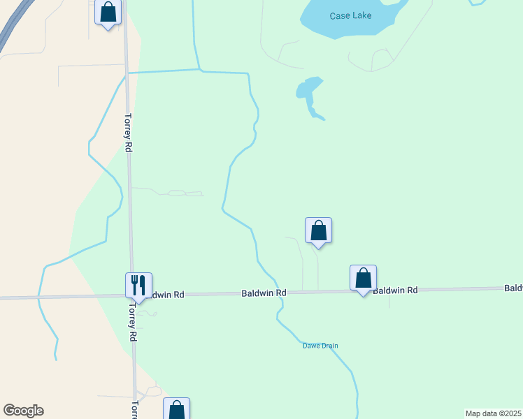 map of restaurants, bars, coffee shops, grocery stores, and more near 2266 Baldwin Road in Fenton