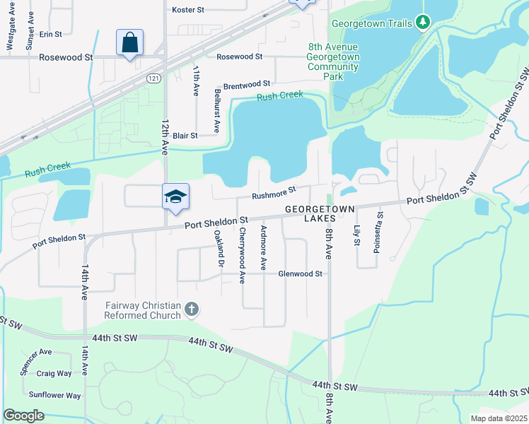map of restaurants, bars, coffee shops, grocery stores, and more near 945 Port Sheldon Street in Georgetown Township