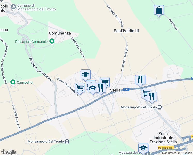 map of restaurants, bars, coffee shops, grocery stores, and more near 14 Contrada Pretarolo in Monsampolo del Tronto