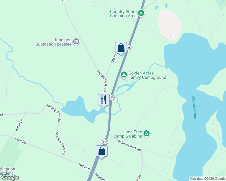 map of restaurants, bars, coffee shops, grocery stores, and more near 100A New Hampshire 125 in Kingston