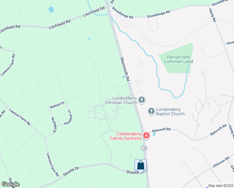 map of restaurants, bars, coffee shops, grocery stores, and more near 6 Fieldstone Drive in Londonderry