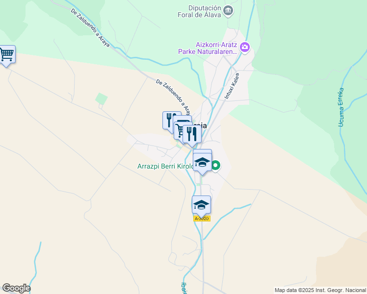 map of restaurants, bars, coffee shops, grocery stores, and more near 2 Presalde Kalea in Araia