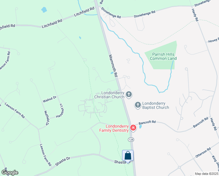 map of restaurants, bars, coffee shops, grocery stores, and more near 6 Fieldstone Drive in Londonderry