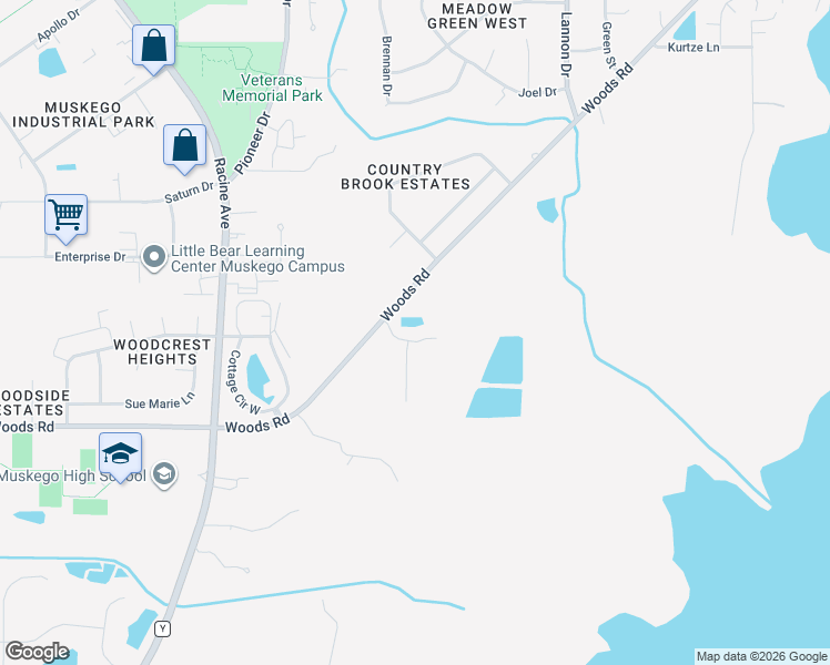 map of restaurants, bars, coffee shops, grocery stores, and more near S85W17664 Nature Drive in Muskego