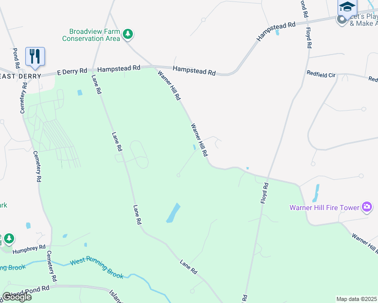 map of restaurants, bars, coffee shops, grocery stores, and more near 3 Fox Hollow Road in Derry