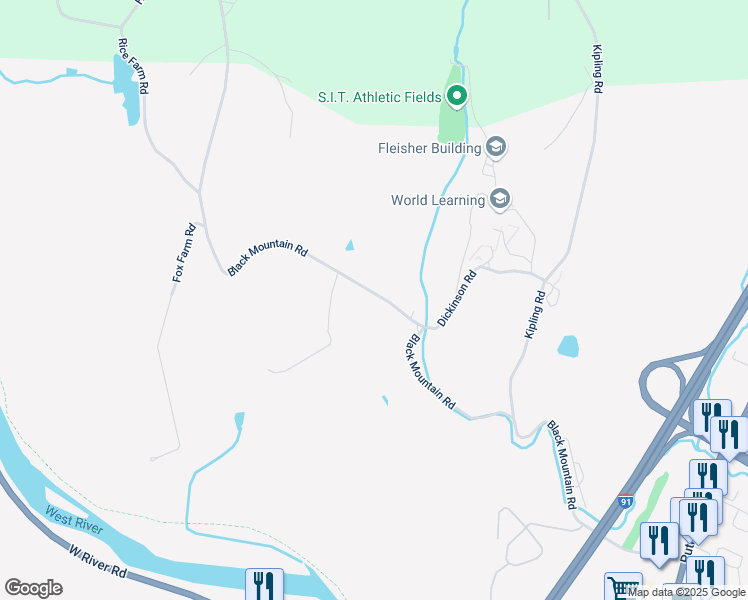 map of restaurants, bars, coffee shops, grocery stores, and more near 554 Black Mountain Road in Brattleboro