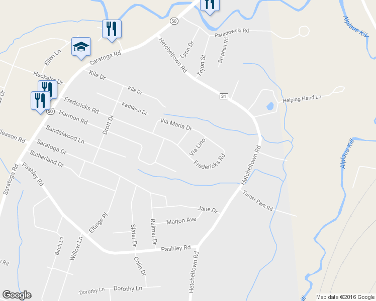 map of restaurants, bars, coffee shops, grocery stores, and more near 61 Fredericks Road in Schenectady