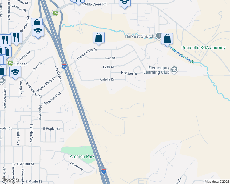 map of restaurants, bars, coffee shops, grocery stores, and more near 788 Lucille Avenue in Pocatello