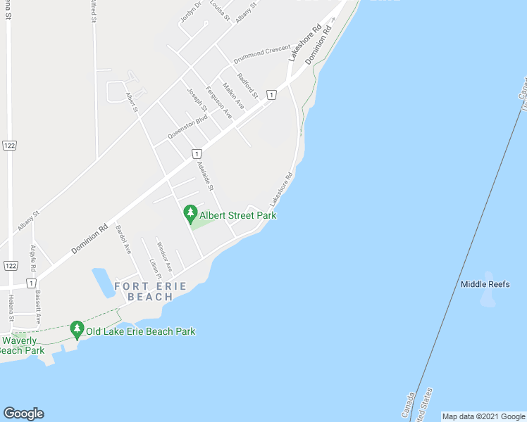 map of restaurants, bars, coffee shops, grocery stores, and more near 506 Lakeshore Road in Fort Erie