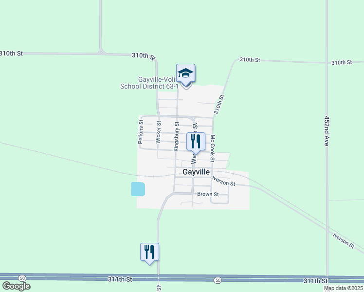 map of restaurants, bars, coffee shops, grocery stores, and more near in Gayville