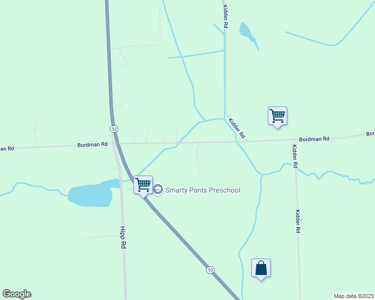 map of restaurants, bars, coffee shops, grocery stores, and more near 7642 Bordman Road in Macomb County