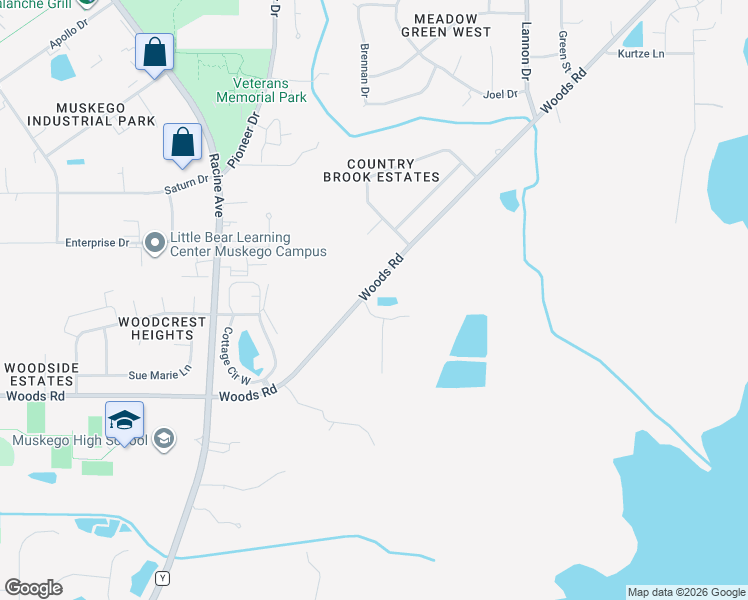 map of restaurants, bars, coffee shops, grocery stores, and more near S85W17664 Nature Drive in Muskego