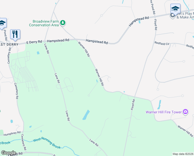 map of restaurants, bars, coffee shops, grocery stores, and more near 3 Fox Hollow Road in Derry