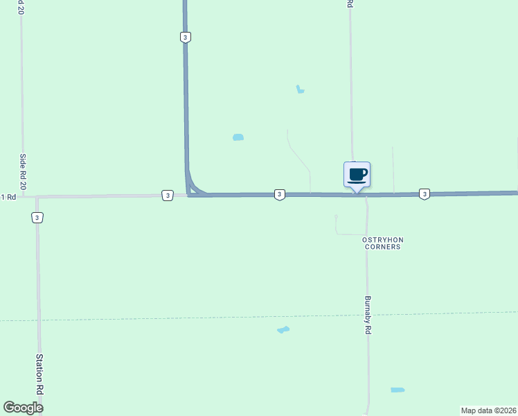 map of restaurants, bars, coffee shops, grocery stores, and more near 11754 Ontario 3 in Ostryhon Corners