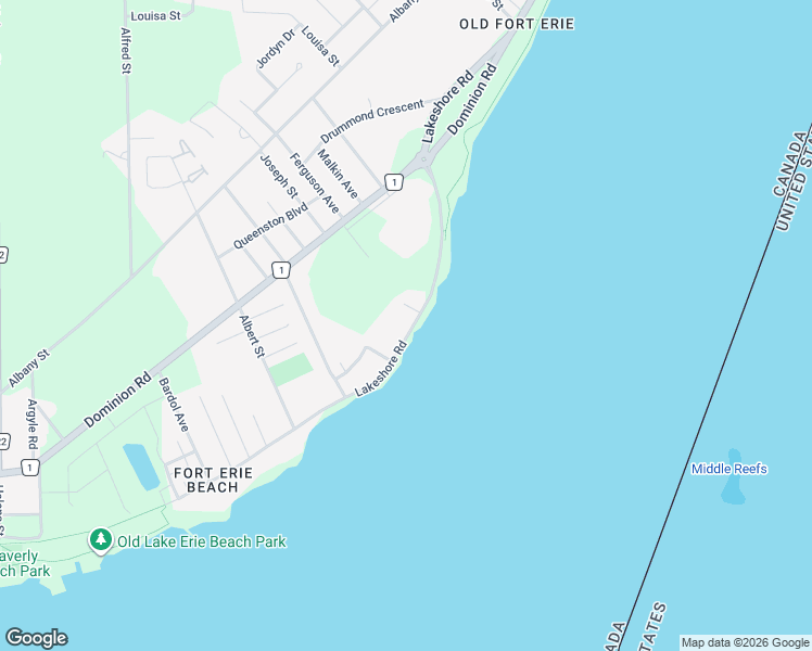 map of restaurants, bars, coffee shops, grocery stores, and more near 458 Lakeshore Road in Fort Erie