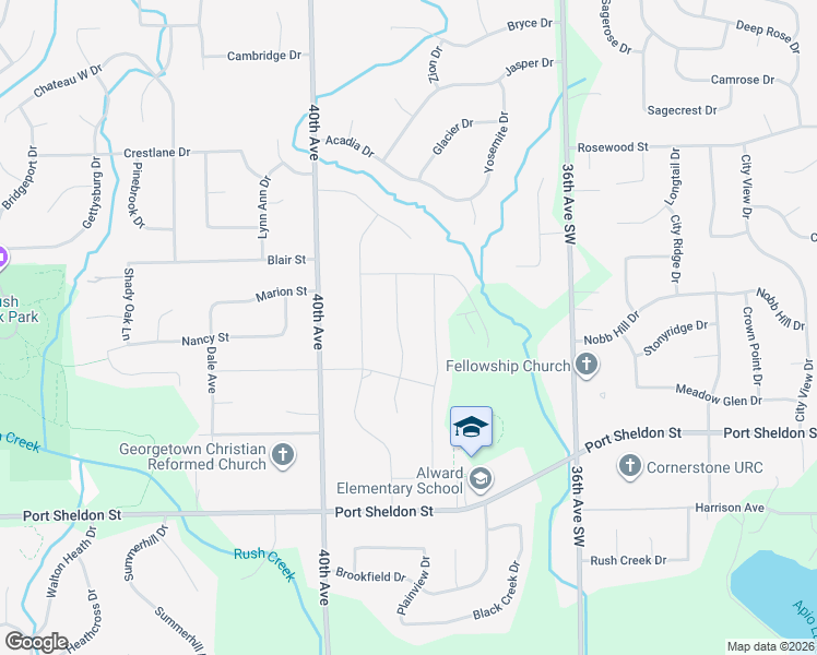 map of restaurants, bars, coffee shops, grocery stores, and more near 6750 40th Avenue in Hudsonville