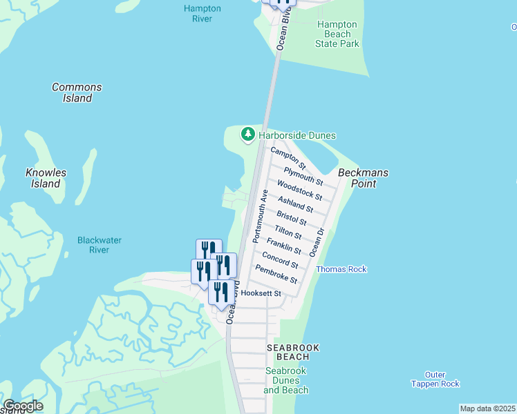 map of restaurants, bars, coffee shops, grocery stores, and more near 290 Portsmouth Avenue in Seabrook