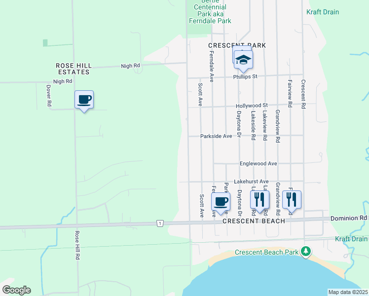 map of restaurants, bars, coffee shops, grocery stores, and more near 551 Buffalo Road in Fort Erie