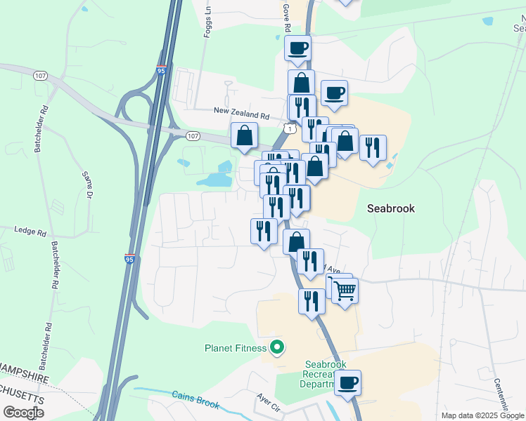 map of restaurants, bars, coffee shops, grocery stores, and more near 6 Smalls Avenue in Seabrook