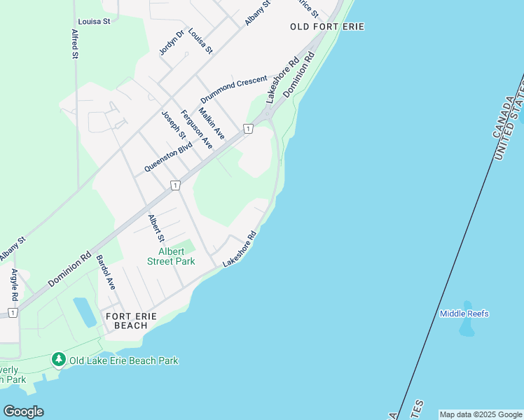 map of restaurants, bars, coffee shops, grocery stores, and more near 450 Lakeshore Road in Fort Erie