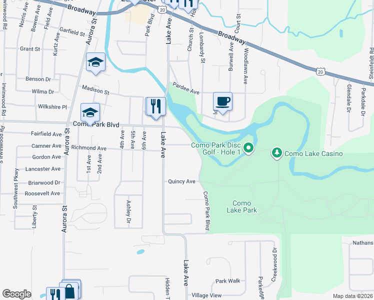 map of restaurants, bars, coffee shops, grocery stores, and more near 29 Sherborne Avenue in Lancaster