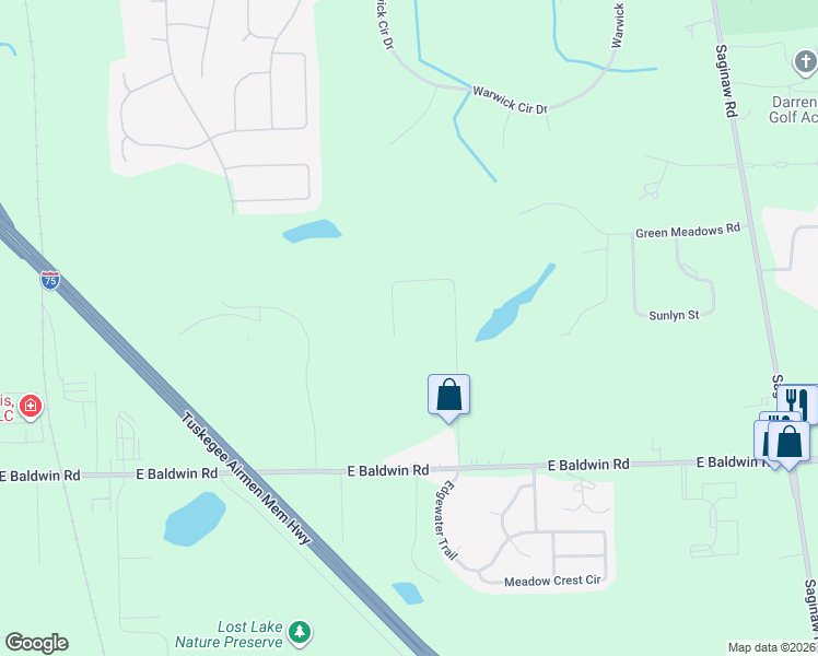 map of restaurants, bars, coffee shops, grocery stores, and more near 9377 Ruby Street in Holly