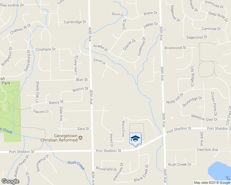 map of restaurants, bars, coffee shops, grocery stores, and more near 6750 40th Avenue in Hudsonville