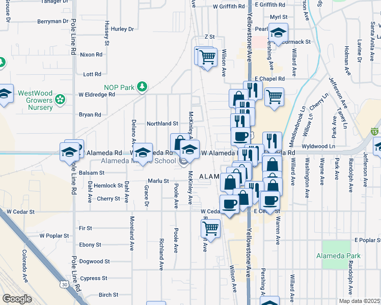 map of restaurants, bars, coffee shops, grocery stores, and more near 906 McKinley Avenue in Pocatello