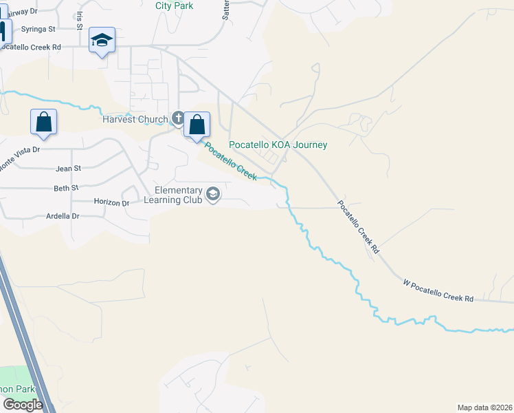 map of restaurants, bars, coffee shops, grocery stores, and more near 9893 West Clifford Drive in Pocatello