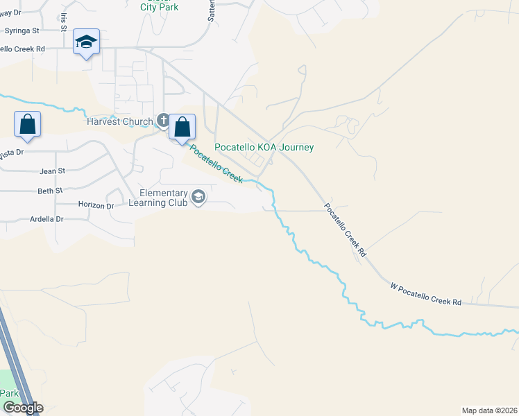 map of restaurants, bars, coffee shops, grocery stores, and more near 9893 West Clifford Drive in Pocatello