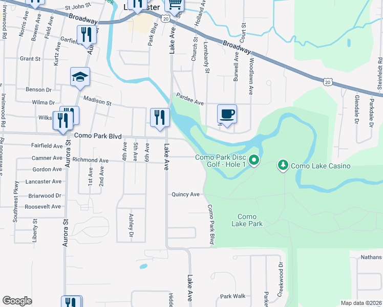 map of restaurants, bars, coffee shops, grocery stores, and more near 29 Sherborne Avenue in Lancaster