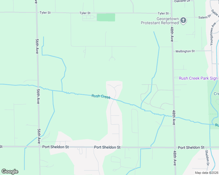 map of restaurants, bars, coffee shops, grocery stores, and more near 6717 Bradenwood Drive in Hudsonville