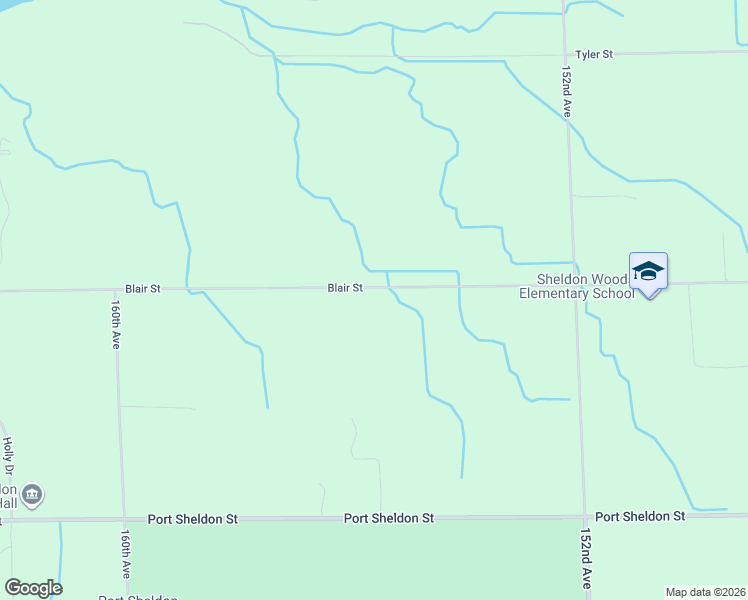 map of restaurants, bars, coffee shops, grocery stores, and more near 15542 Blair Street in West Olive