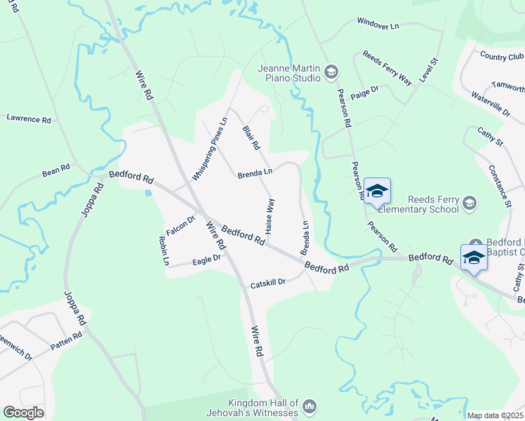 map of restaurants, bars, coffee shops, grocery stores, and more near 3 Haise Way in Merrimack