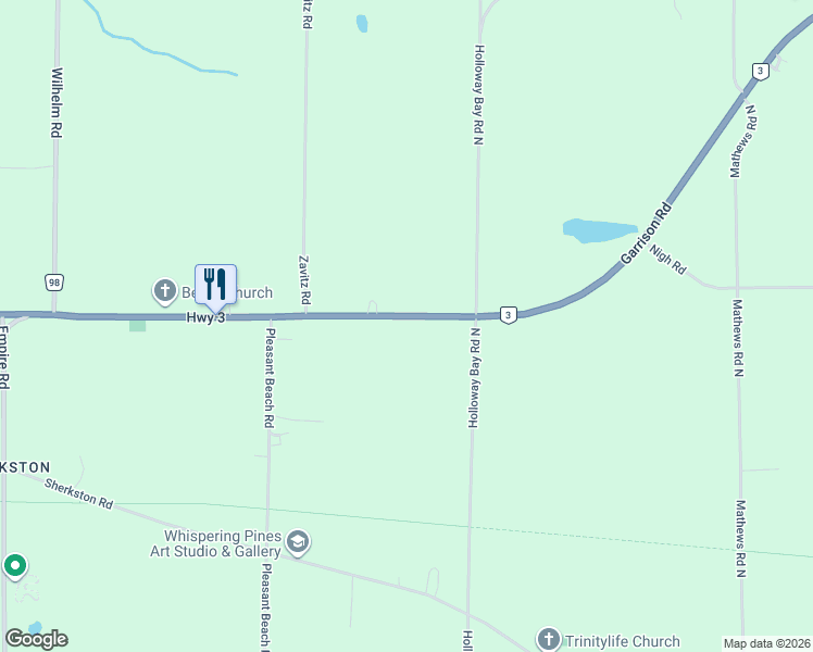 map of restaurants, bars, coffee shops, grocery stores, and more near 5801 Ontario 3 in Port Colborne