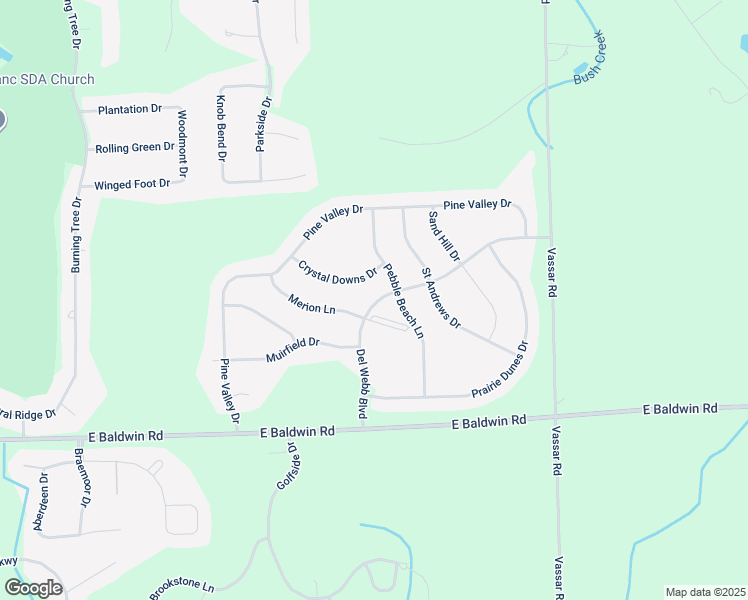 map of restaurants, bars, coffee shops, grocery stores, and more near 6299 Crystal Downs Drive in Grand Blanc