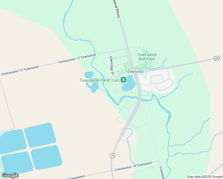 map of restaurants, bars, coffee shops, grocery stores, and more near Trailside Drive in Haldimand