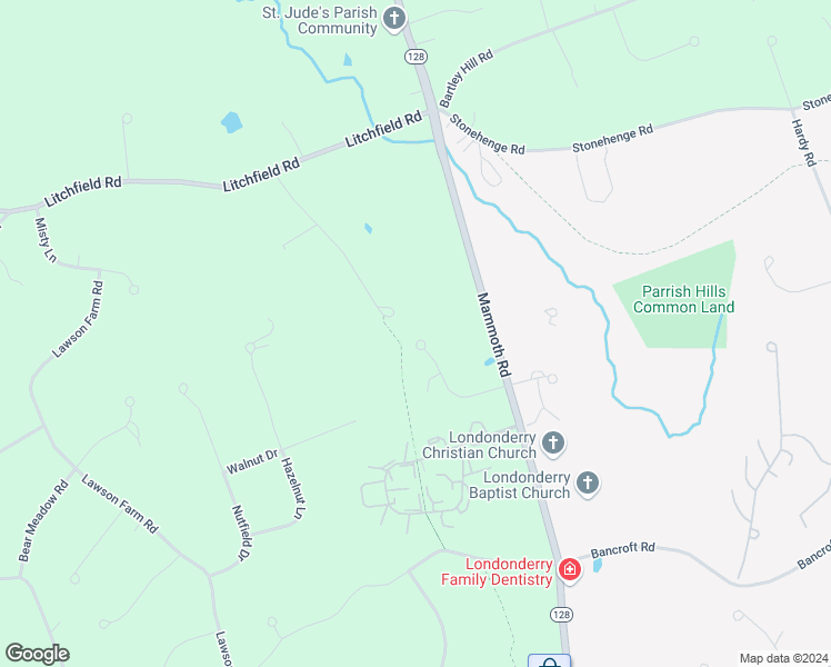 map of restaurants, bars, coffee shops, grocery stores, and more near 25 Kelley Road in Londonderry