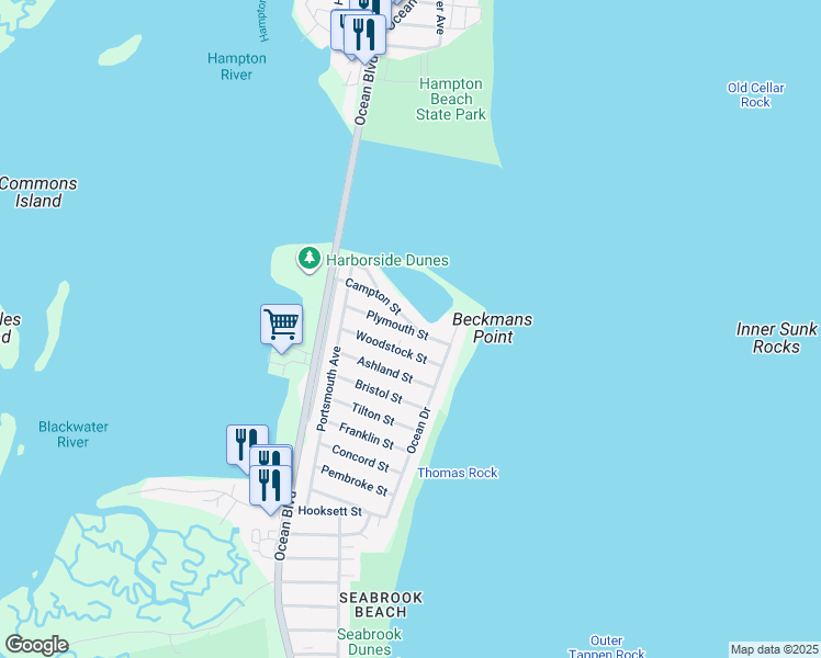 map of restaurants, bars, coffee shops, grocery stores, and more near 59 Campton Street in Hampton