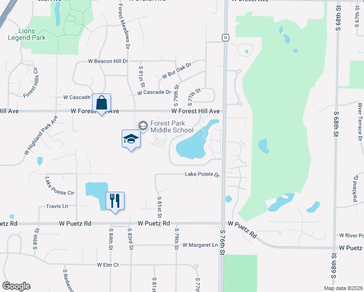 map of restaurants, bars, coffee shops, grocery stores, and more near 8384 Tuckaway Shores Drive in Franklin